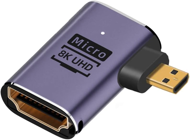 Right Angled Micro HDMI Male to HDMI 2.1 Female